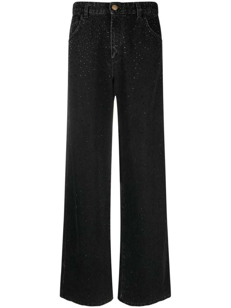 Black Studded Wide-leg Jeans