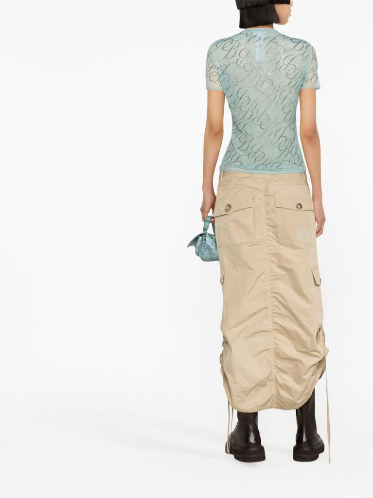 Blue Crystal-embellished T-shirt