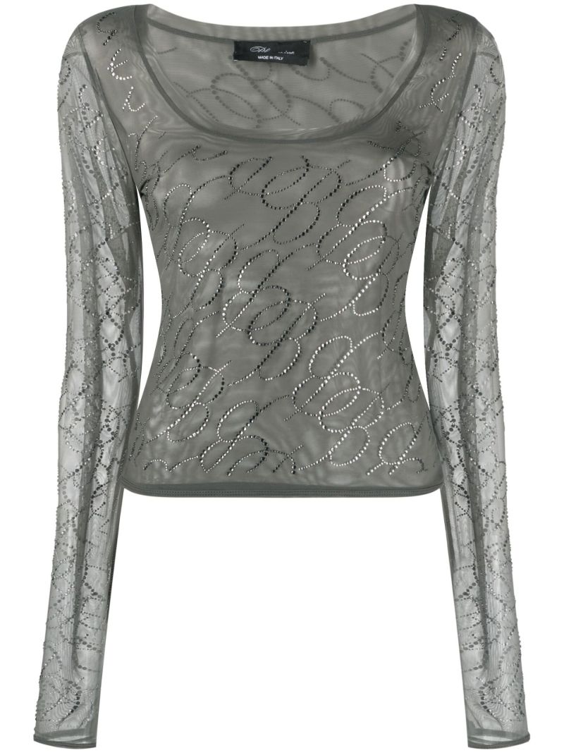 Green Logo-embellished Mesh Top