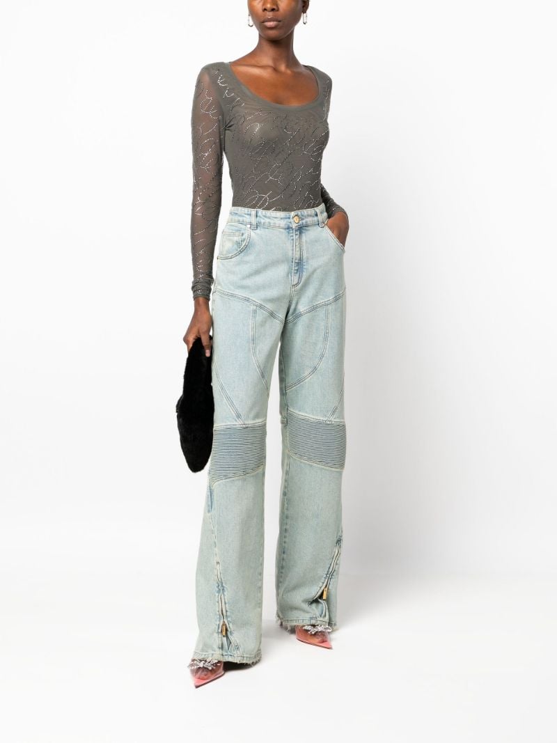 Green Logo-embellished Mesh Top
