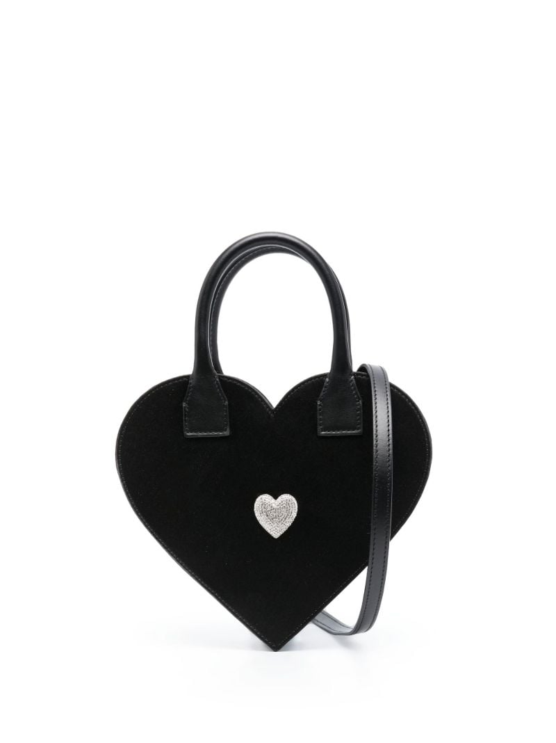 Black Crystal-embellished Heart Mini Bag