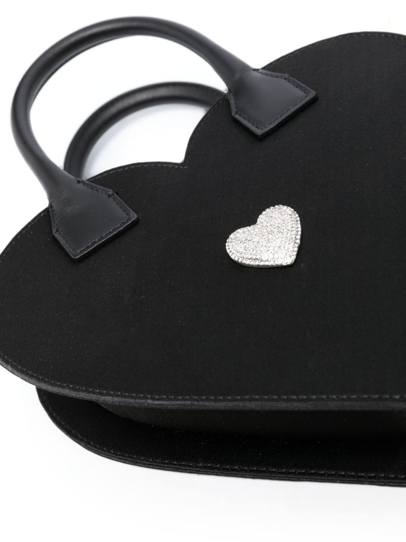 Black Crystal-embellished Heart Mini Bag