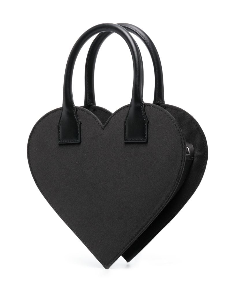 Black Crystal-embellished Heart Mini Bag