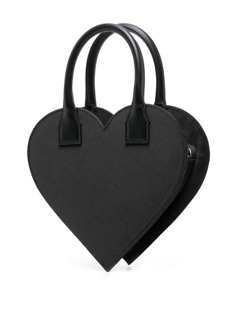 Black Crystal-embellished Heart Mini Bag