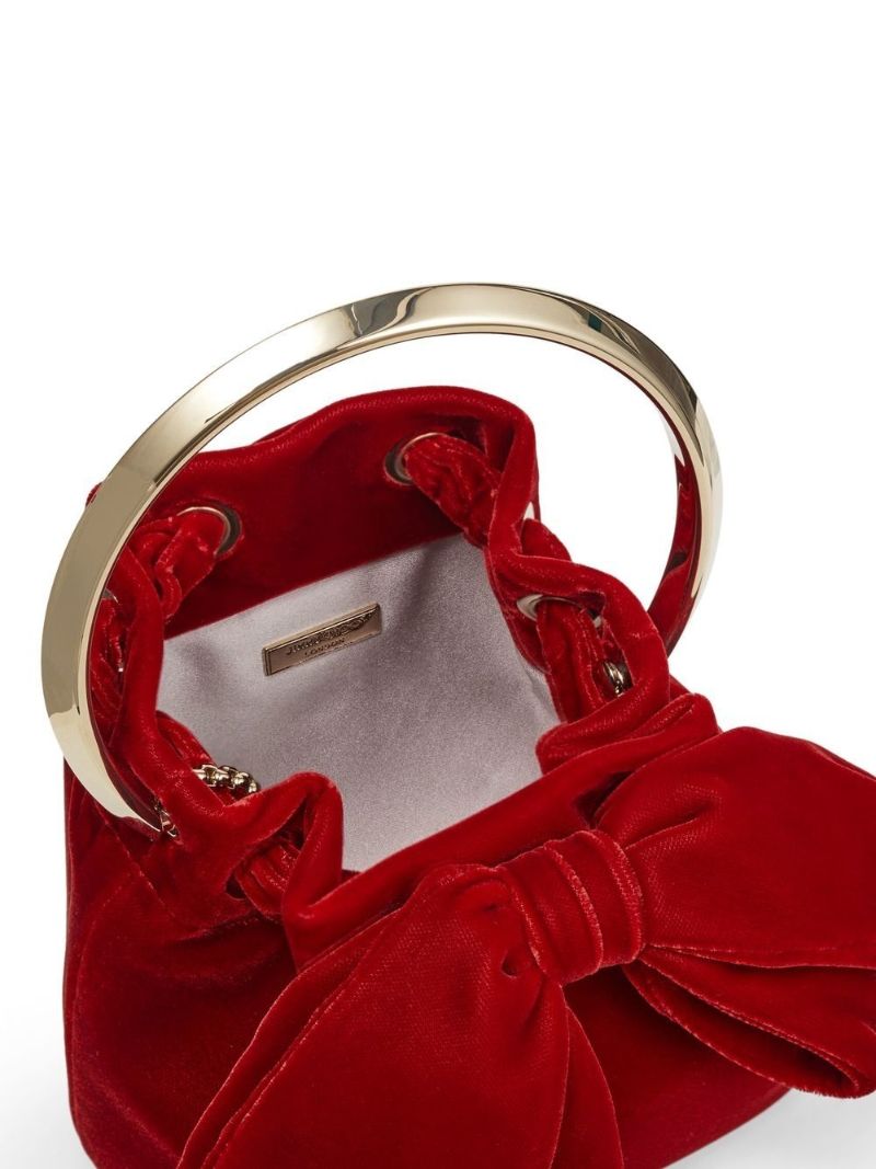 Red Bon Bon Velvet Bucket Bag