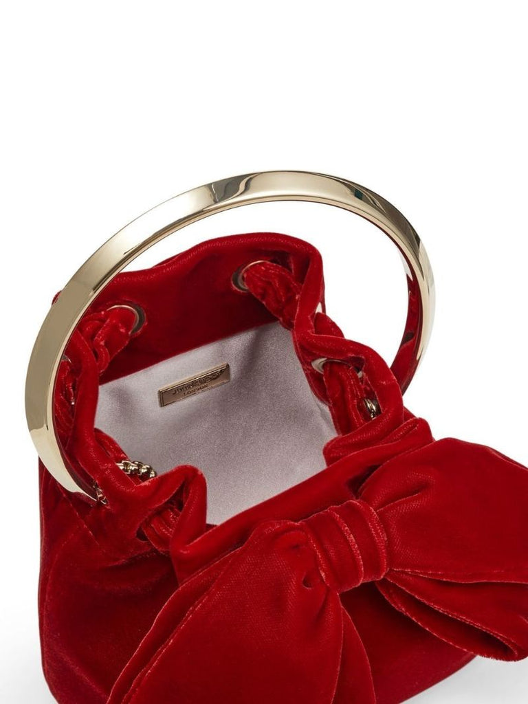 Red Bon Bon Velvet Bucket Bag