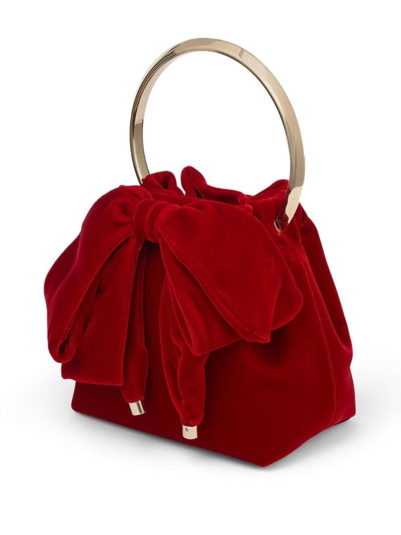 Red Bon Bon Velvet Bucket Bag
