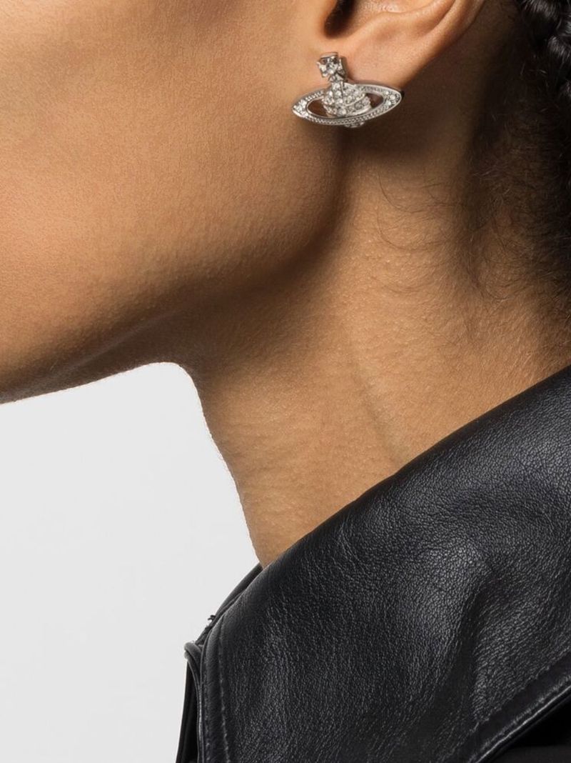 Silver-tone Mini Bas Relief Stud Earrings