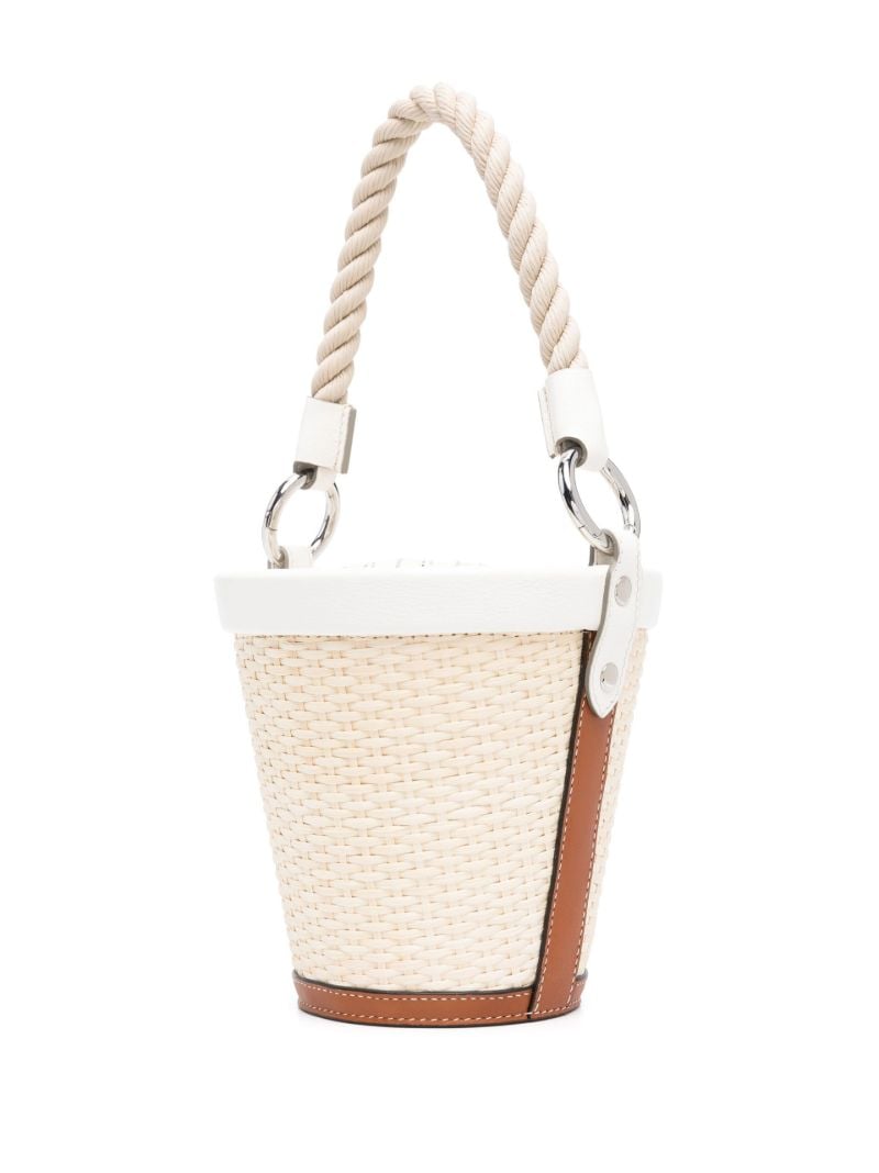 White Fire Raffia Bucket Bag