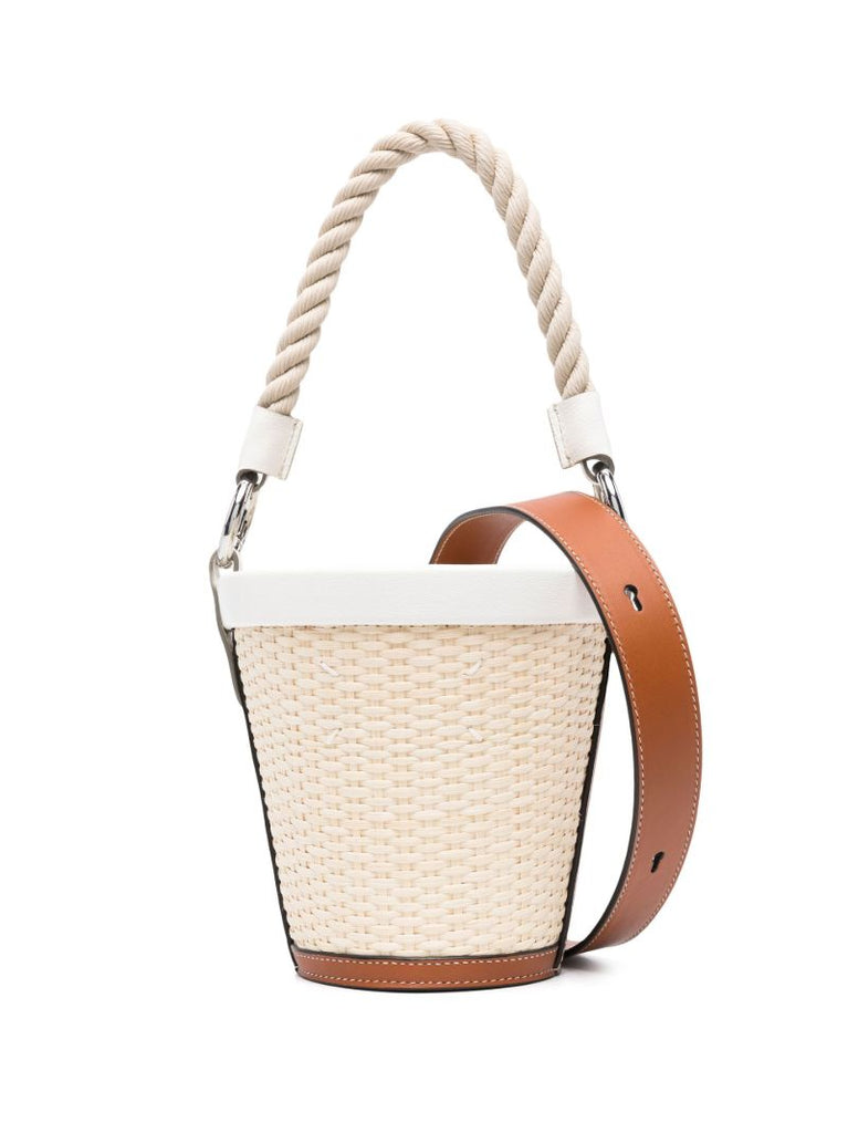 White Fire Raffia Bucket Bag
