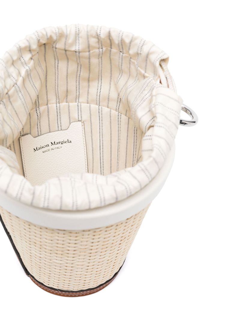White Fire Raffia Bucket Bag