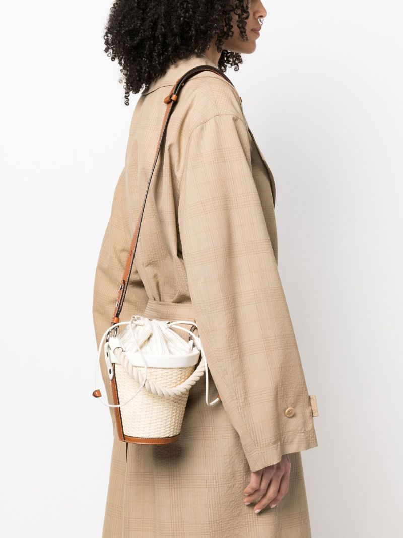 White Fire Raffia Bucket Bag