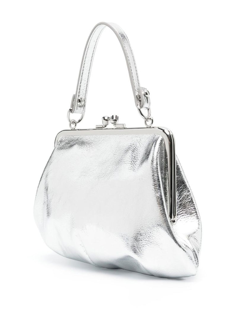 Silver Tone Logo Plaque Metallic Two-way Bag