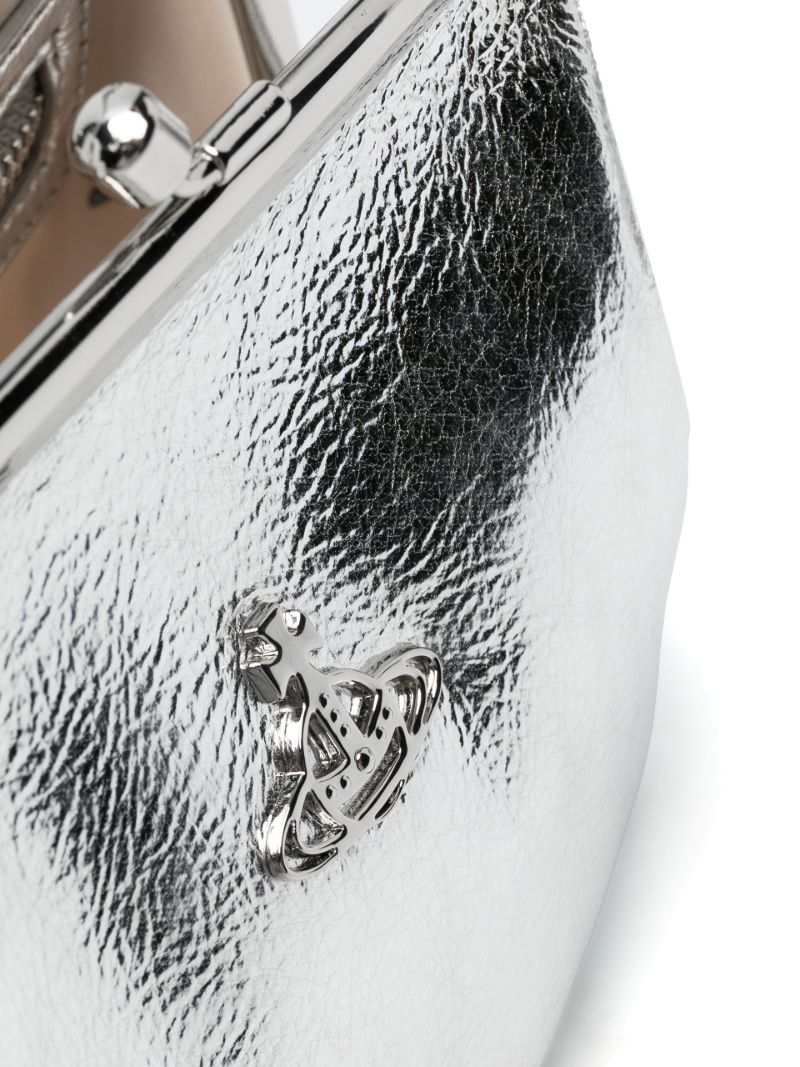 Silver Tone Logo Plaque Metallic Two-way Bag