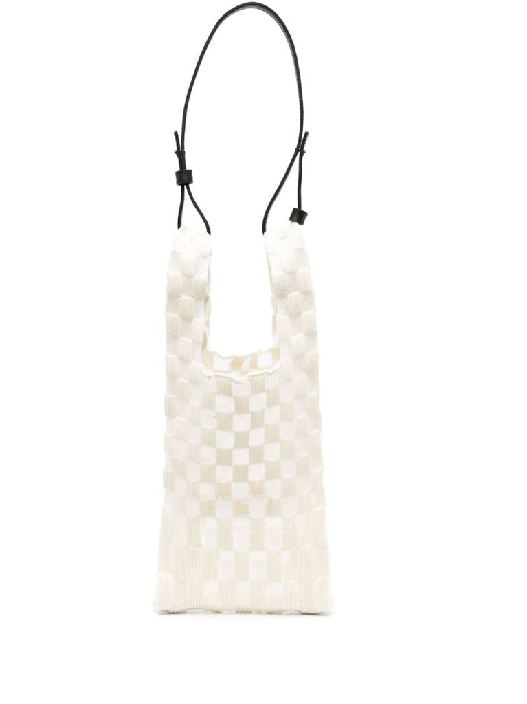 White Ichimatsu Small Sheer Checkerboard Tote Bag