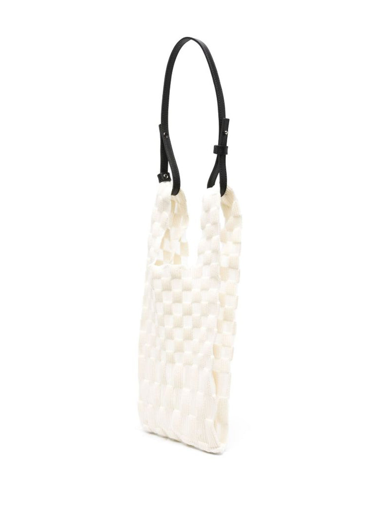 White Ichimatsu Small Sheer Checkerboard Tote Bag