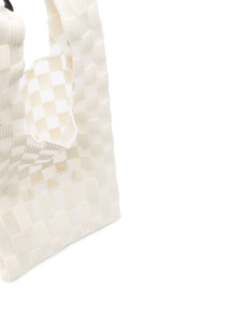 White Ichimatsu Small Sheer Checkerboard Tote Bag