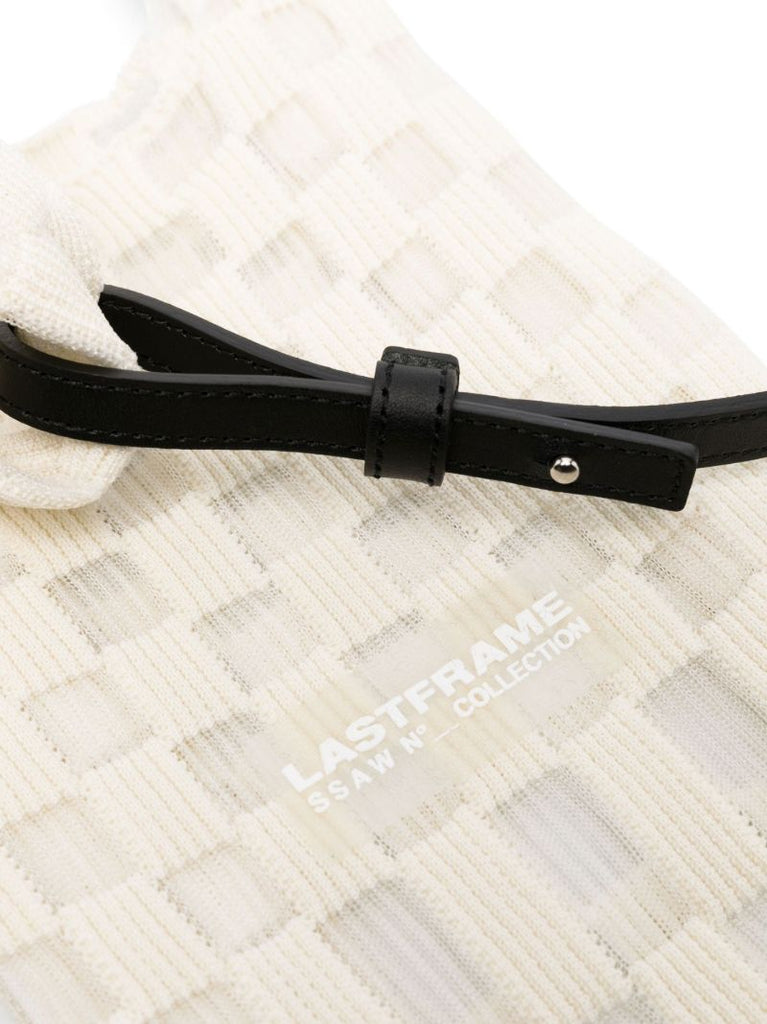 White Ichimatsu Small Sheer Checkerboard Tote Bag