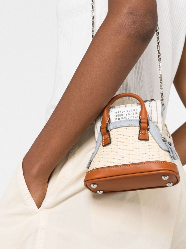 Beige 5ac Classique Baby Raffia Bag