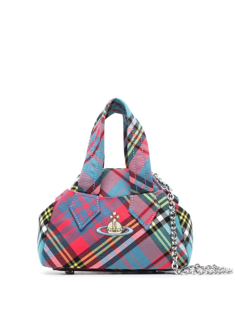 Blue Yasmine Tartan-check Mini Bag