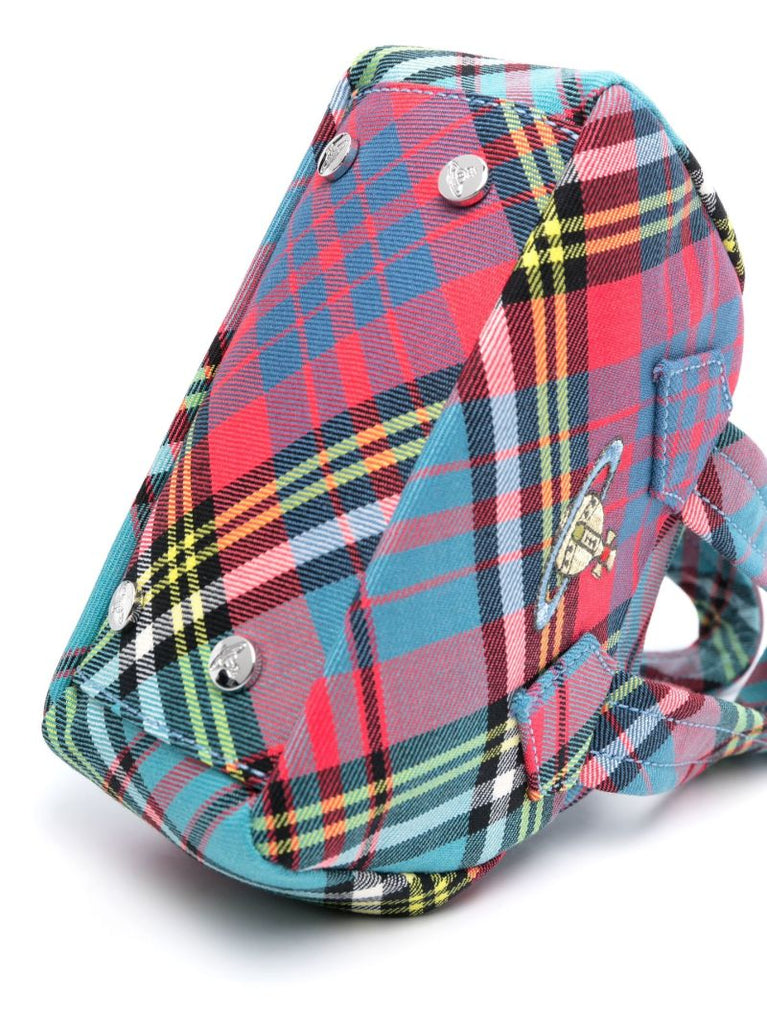 Blue Yasmine Tartan-check Mini Bag
