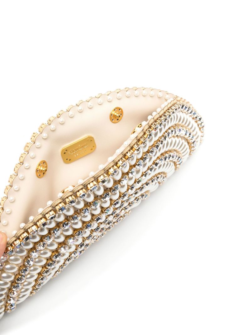 Neutral Nuit Crystal and Faux Pearl Clutch Bag
