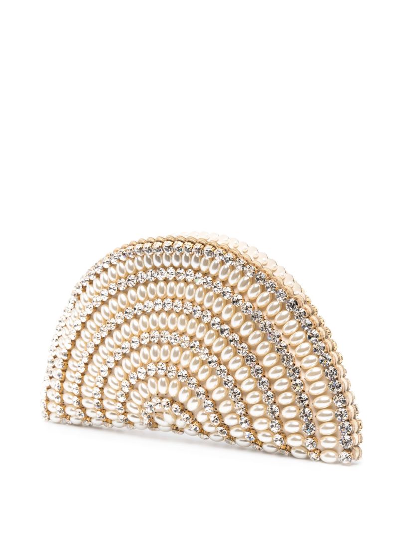 Neutral Nuit Crystal and Faux Pearl Clutch Bag