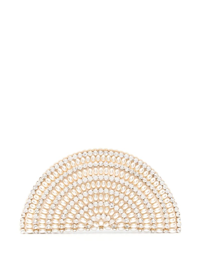 Neutral Nuit Crystal and Faux Pearl Clutch Bag