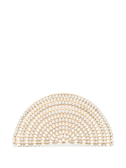 Neutral Nuit Crystal and Faux Pearl Clutch Bag