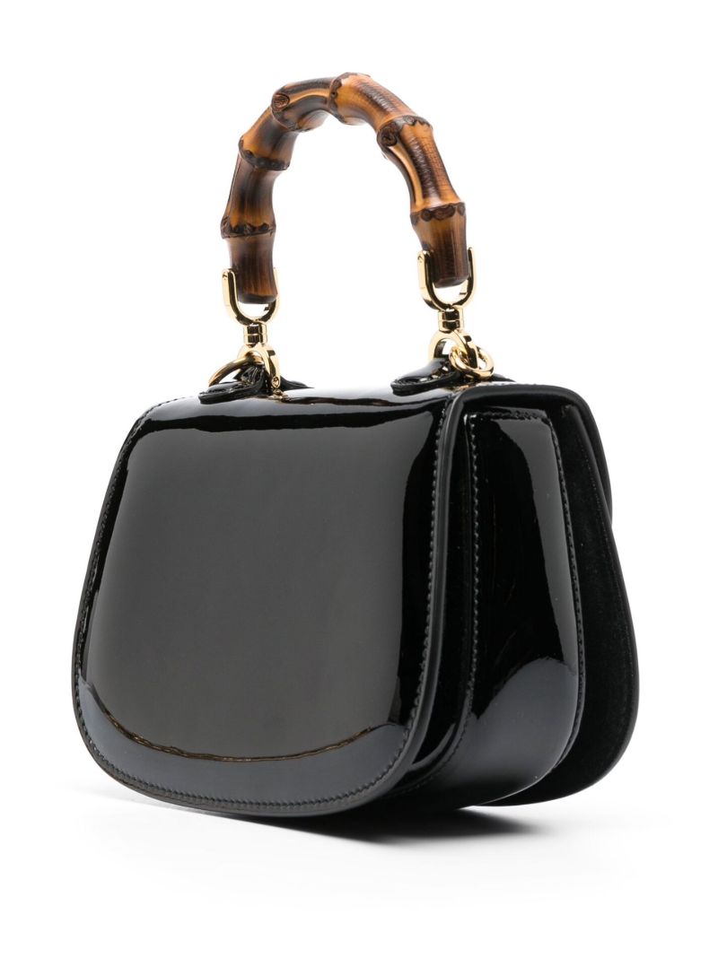 Black Bamboo 1947 Patent Leather Top Handle Mini Bag