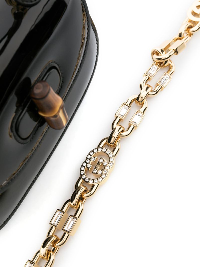 Black Bamboo 1947 Patent Leather Top Handle Mini Bag