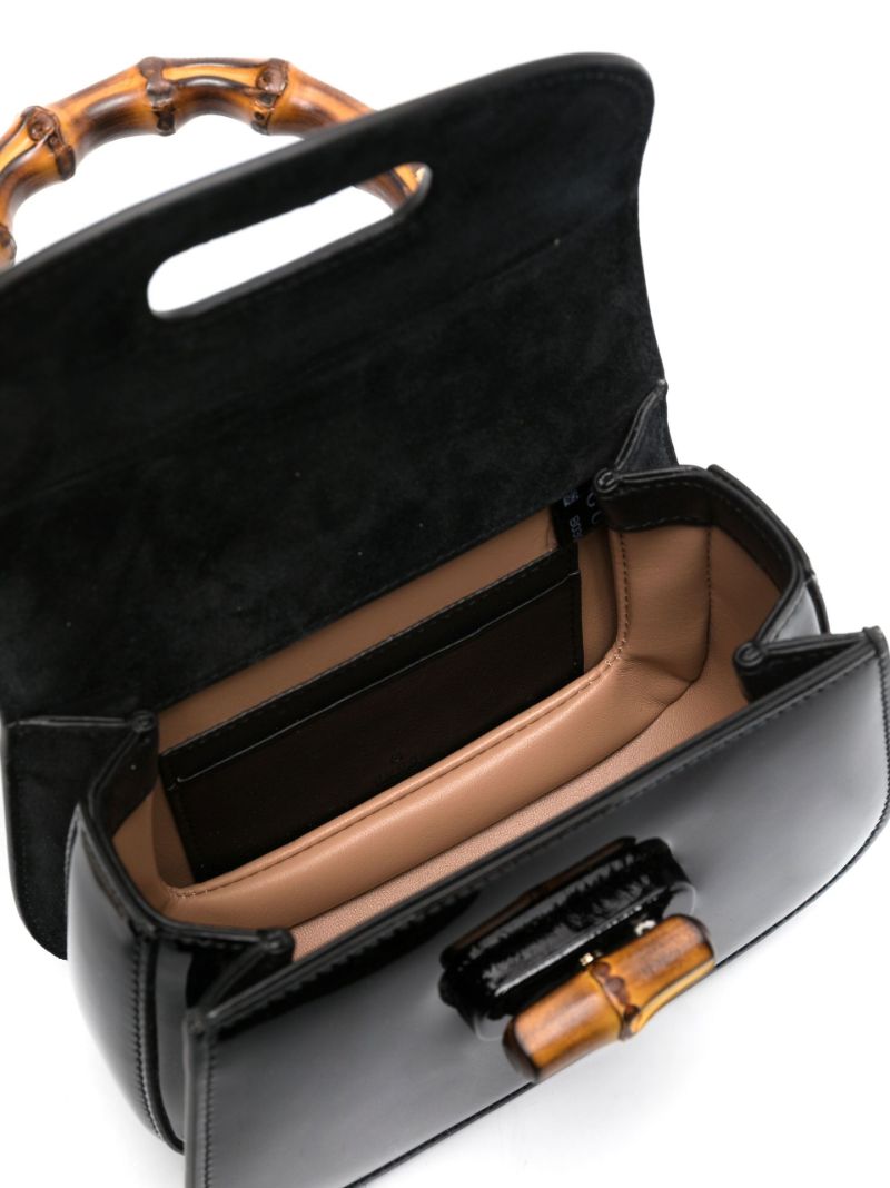 Black Bamboo 1947 Patent Leather Top Handle Mini Bag