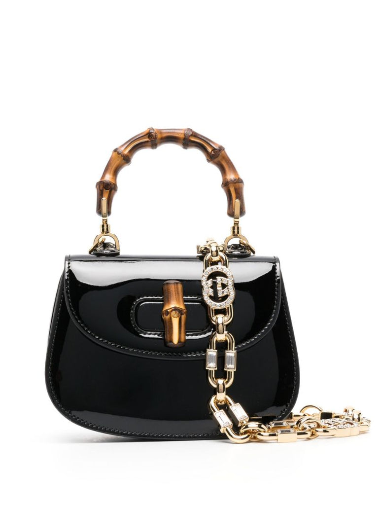 Black Bamboo 1947 Patent Leather Top Handle Mini Bag