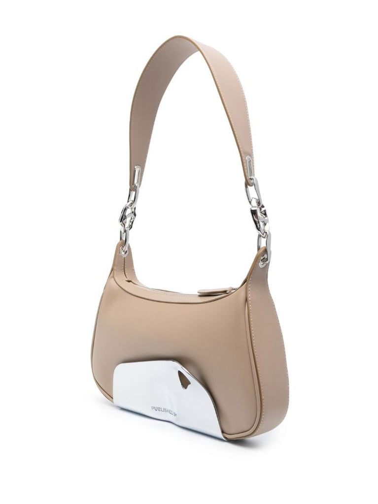 Neutral Embellished Shoulder Bag