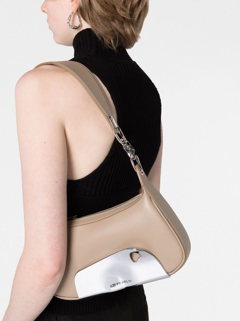 Neutral Embellished Shoulder Bag