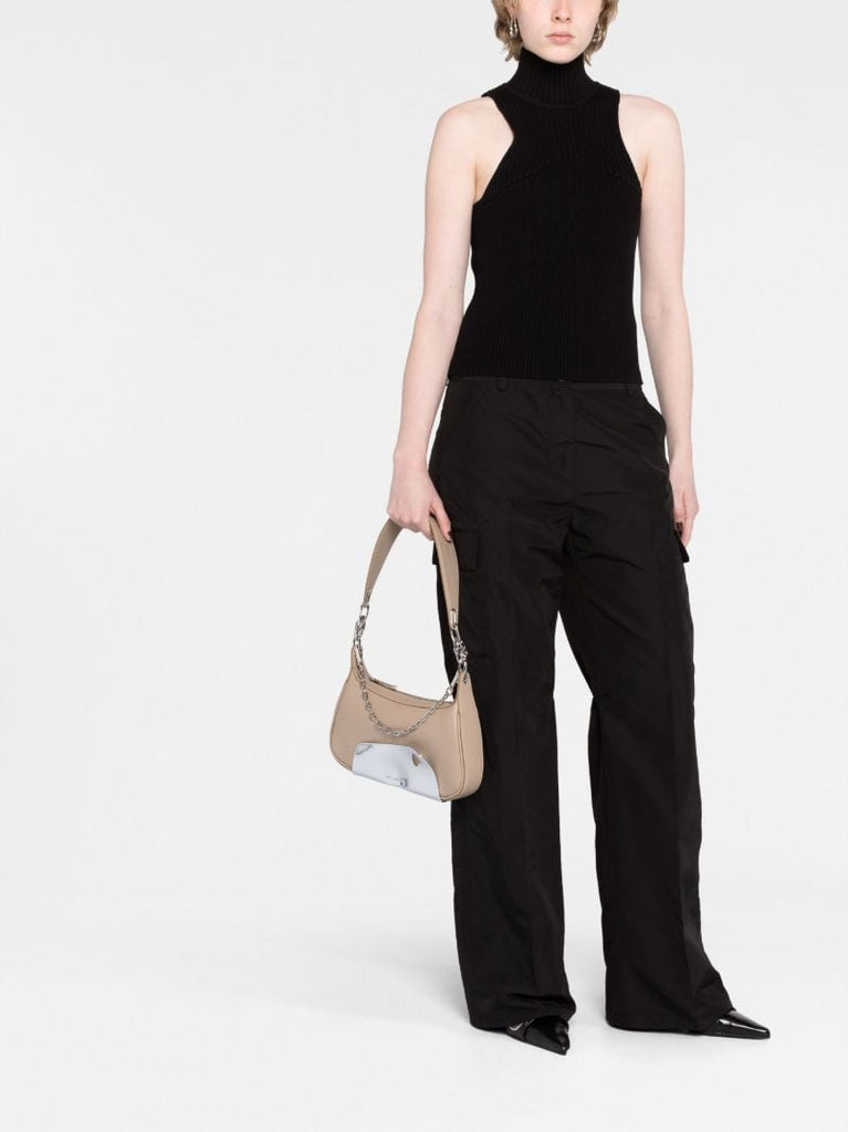 Neutral Embellished Shoulder Bag