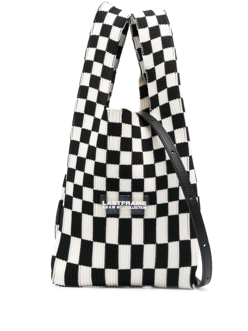 Black and White Ichimatsu Market Small Tote Bag