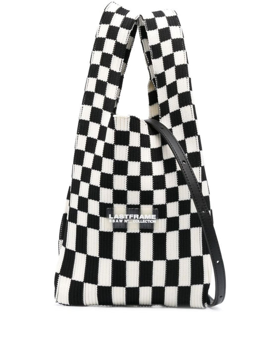 Black and White Ichimatsu Market Small Tote Bag