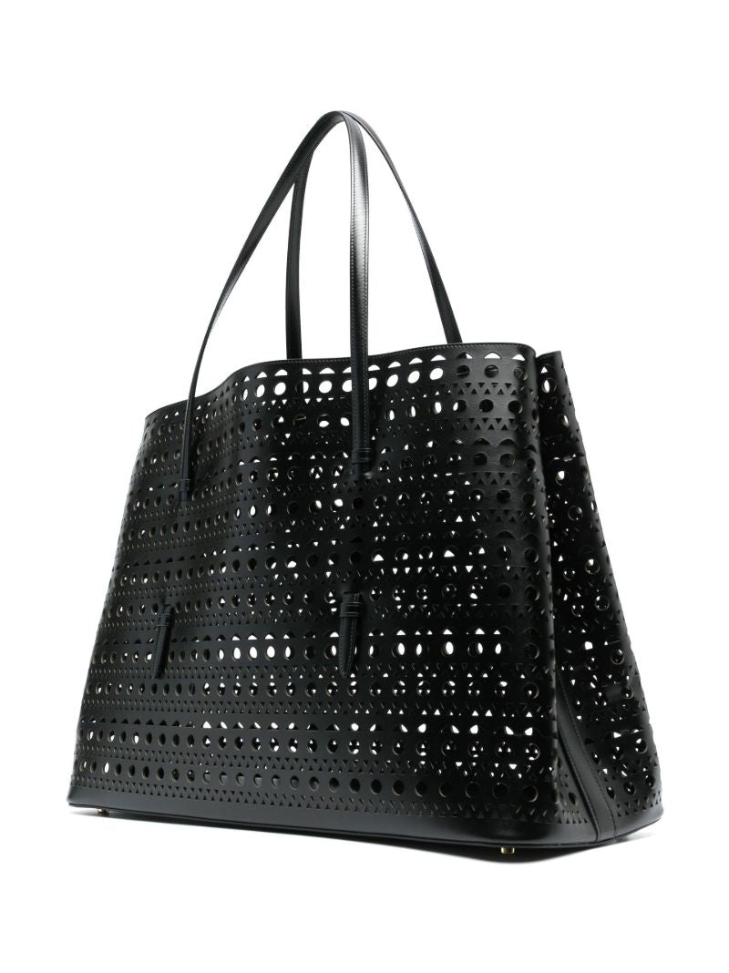 Black Mina 50 Cutwork Leather Tote Bag