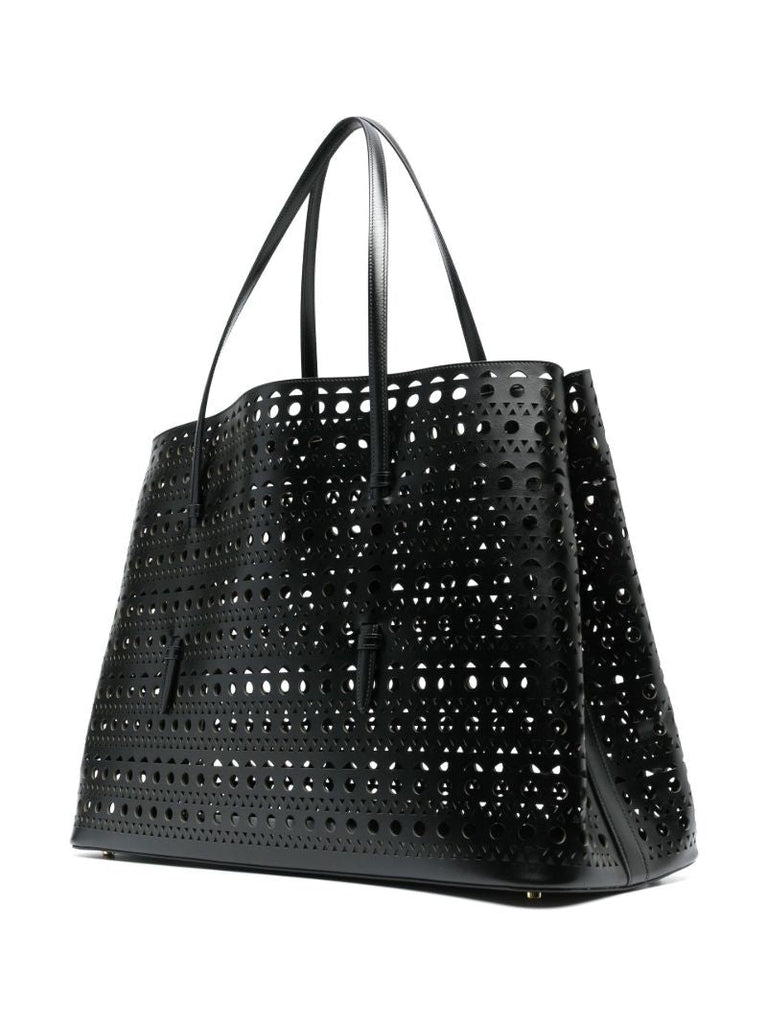 Black Mina 50 Cutwork Leather Tote Bag