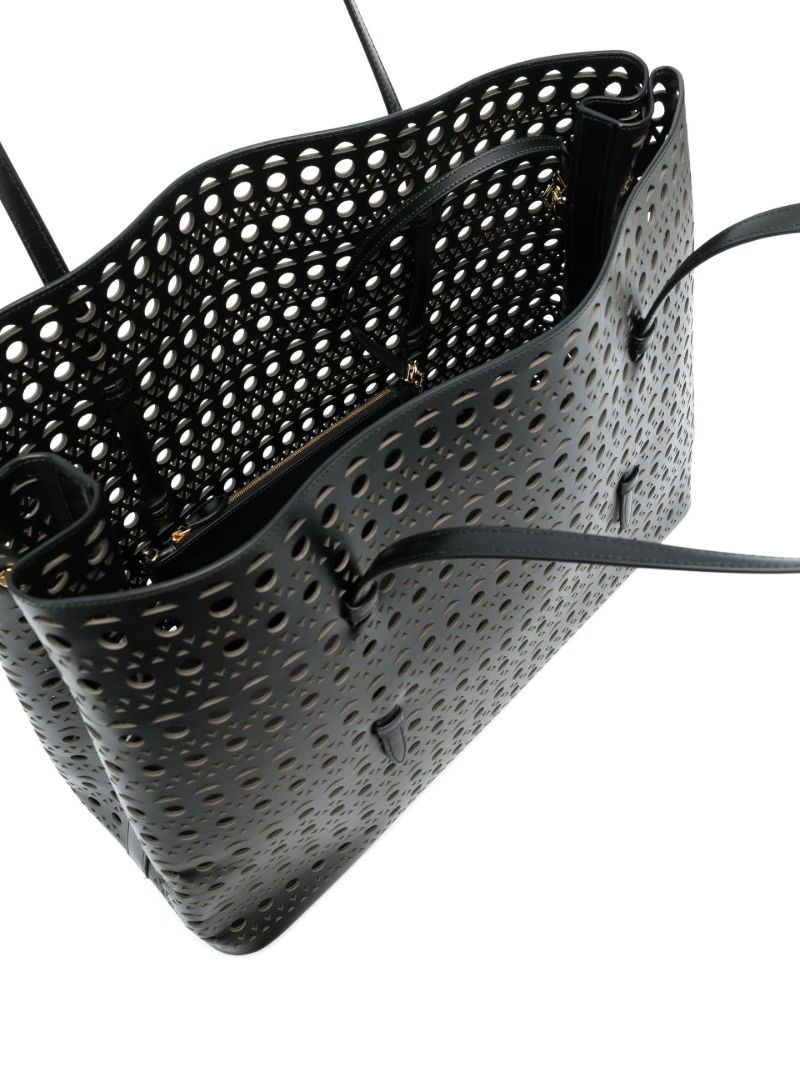 Black Mina 50 Cutwork Leather Tote Bag