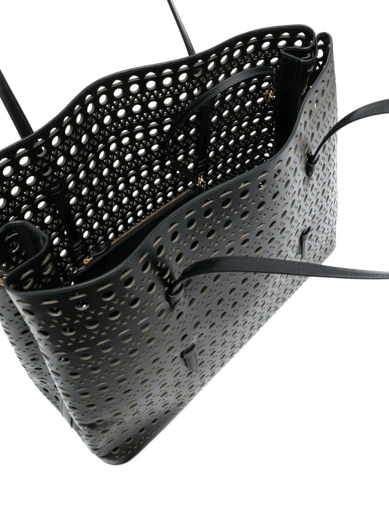 Black Mina 50 Cutwork Leather Tote Bag