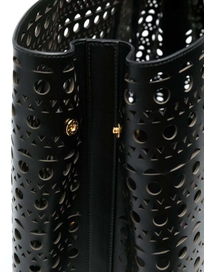 Black Mina 50 Cutwork Leather Tote Bag