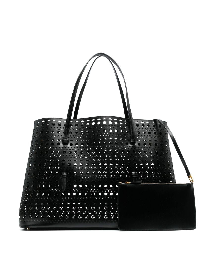 Black Mina 50 Cutwork Leather Tote Bag