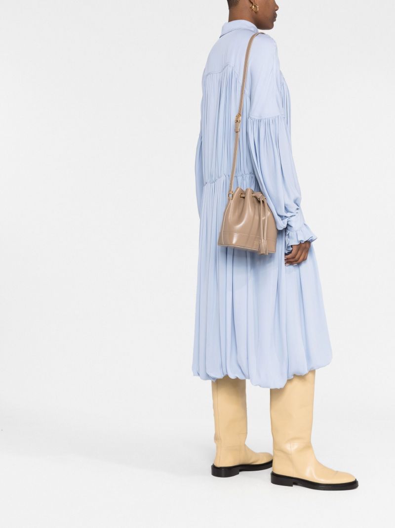 Brown Cecilia Leather Bucket Bag
