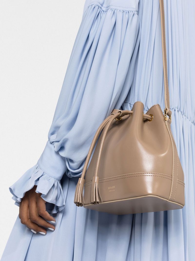 Brown Cecilia Leather Bucket Bag