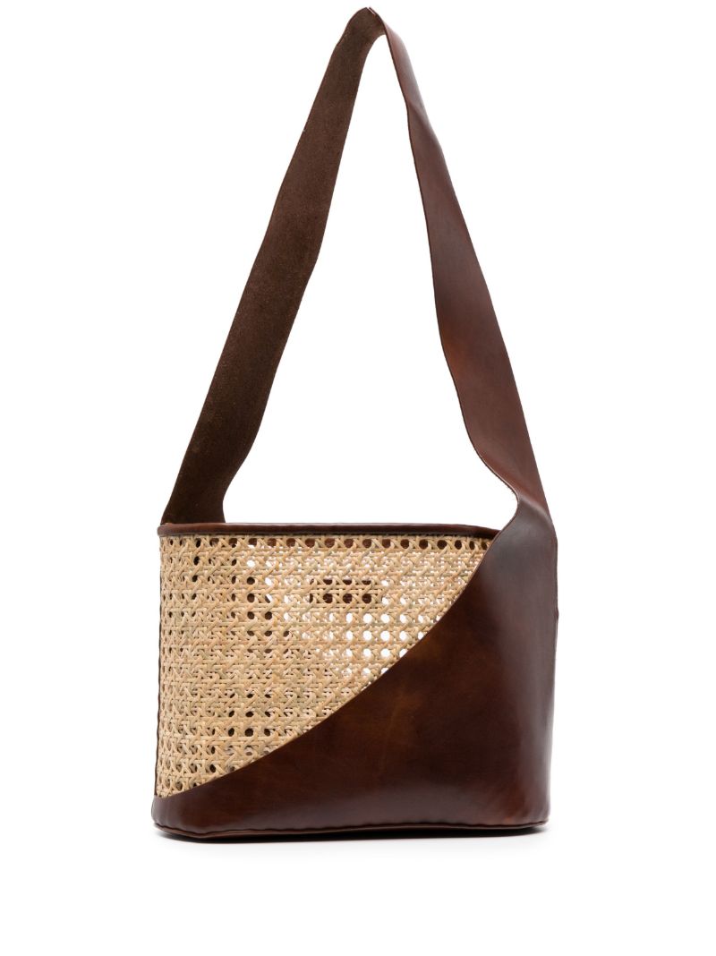 Brown Rattan Shoulder Bag