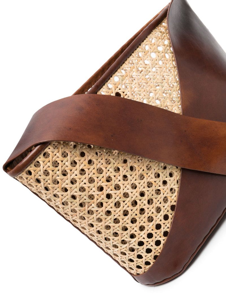 Brown Rattan Shoulder Bag