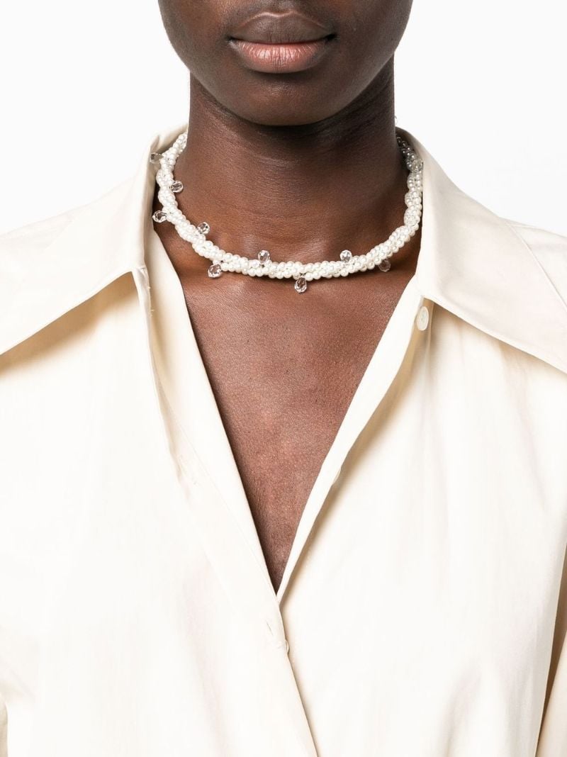 White Faux Pearl Choker Necklace