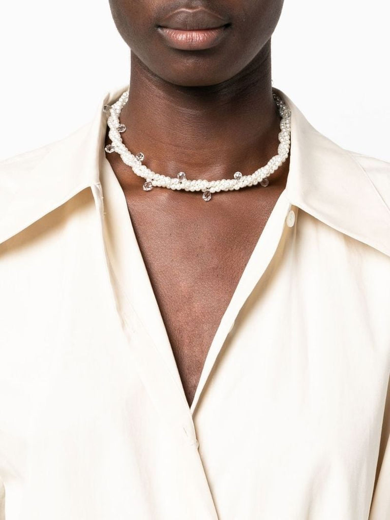 White Faux Pearl Choker Necklace